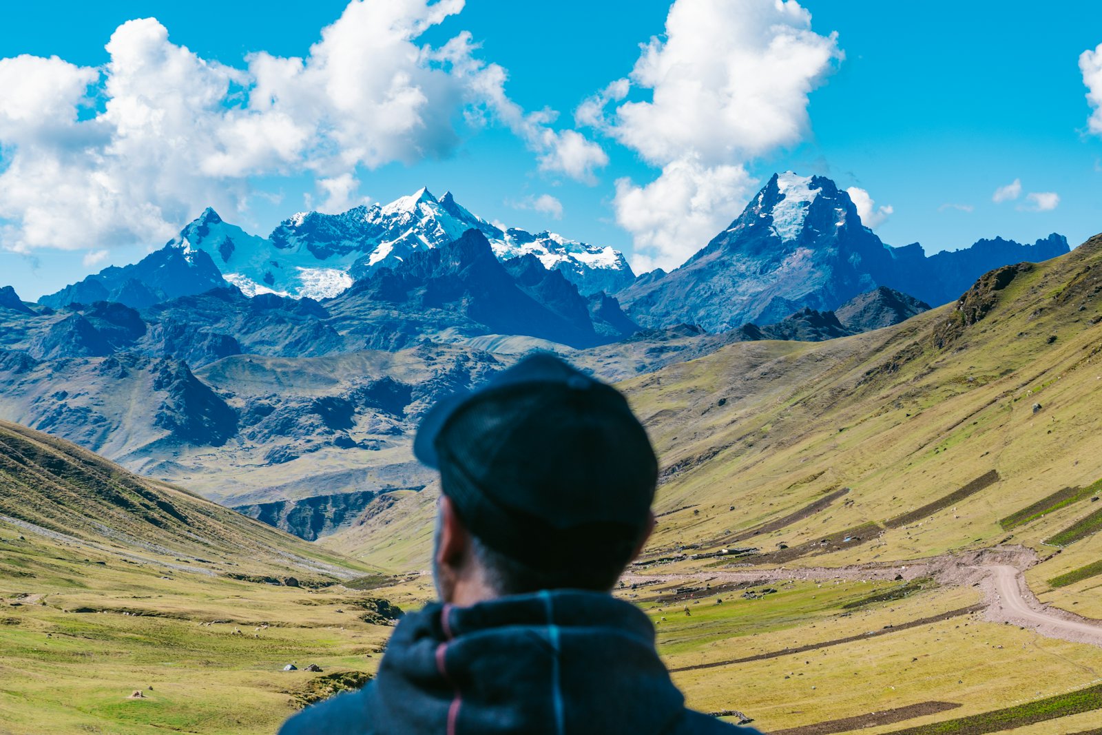 A traveller taking in the Andes