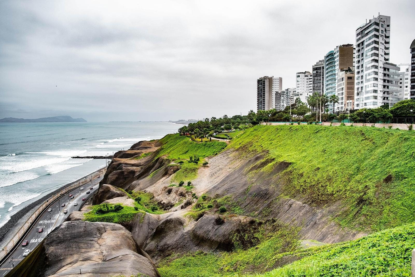 Lima's Miraflores coastline above the Pacific